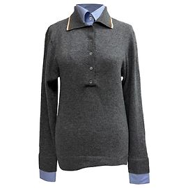 Stella Mc Cartney Polo aus grauer Wolle Mix Knit und Hemd von Stella McCartney