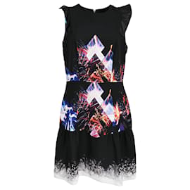 Vestido Mini con Estampado de Fuegos Artificiales Sandro en Poliéster Negro