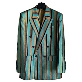 Completo Gucci Lamé Intarsia a righe blu e oro