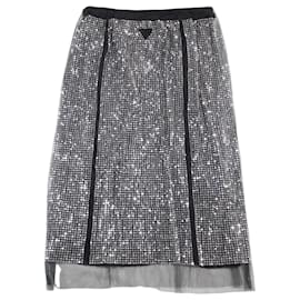 Falda de tul con cristales Prada negra y plateada
