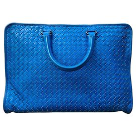 Bottega Veneta Valigetta in Pelle Intrecciata Blu