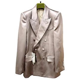 Gucci Giacca da abito in satin di seta rosa champagne