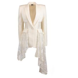 Alexander McQueen Korsett Blazer mit Spitze Beige