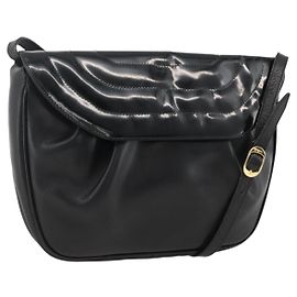 Borsa a spalla Salvatore Ferragamo in pelle verniciata nera e oro Auth ka2971