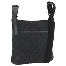 Borsa a Spalla GG Canvas Gucci Nera Argento 122793 Auth 173821