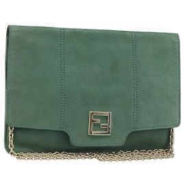 Borsa a Spalla FENDI in Pelle Verde Oro Auth bs33834