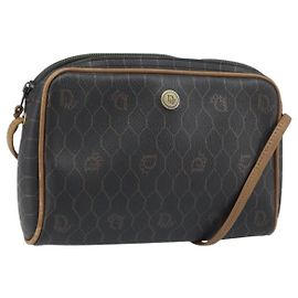 Borsa a spalla in tela a nido d'ape PVC nera e oro Christian Dior Auth ka2948