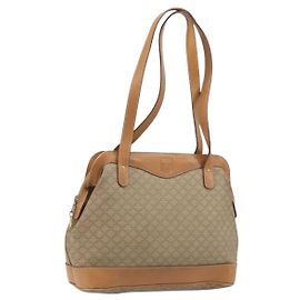 Céline Borsa a mano in tela Macadam CELINE in pelle PVC beige oro Auth 173793
