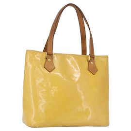 LOUIS VUITTON Borsa a Mano Monogram Vernis Houston Giallo Lime M91055 LV Auth 172363