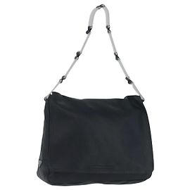 PRADA Plastic Chain Shoulder Bag Leather Black Auth 172733