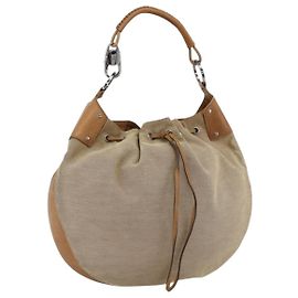 Borsa a Spalla GUCCI in Tela Beige Argento 109210 Auth bs33831