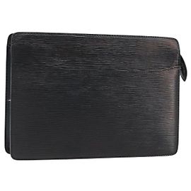 LOUIS VUITTON Pochette Uomo Epi Borsa Clutch Nera M52522 LV Auth LNZ204