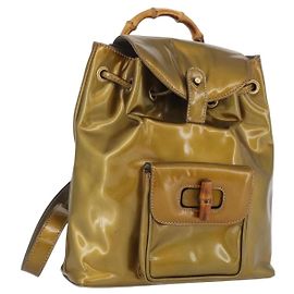 Mochila de bambú GUCCI Cuero patentado Tono dorado 003 1705 0030 Auth ka2998