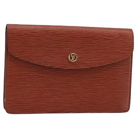 LOUIS VUITTON Clutch Montaigne 23 Epi Marrone M52663 LV Auth bs33790