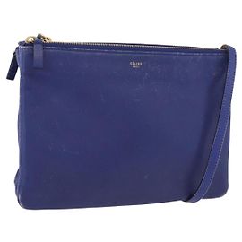 Céline Borsa a Spalla CELINE Trio in Pelle Blu Oro Auth ep13474