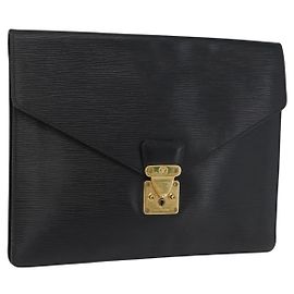 LOUIS VUITTON Epi Porta Documenti Sénatur Briefcase Nera M54452 Auth 172361