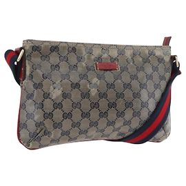 Borsa GG Crystal Sherry Line di GUCCI in tela rivestita blu navy e oro 189749 Auth 173822