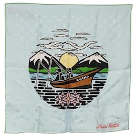LOUIS VUITTON Sciarpa Bandana City Stamp in Seta Azzurro Chiaro M96939 Autentico LV LNZ586M - Louis Vuitton
