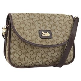Céline Celine C Sulky Schultertasche aus Canvas Beige Gold Auth gh1822