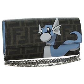 FENDI x FRGMT x POKMON Mini Ryu Portafoglio in Tela Zucca Auth 167075SM