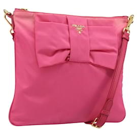 Borsa a Spalla PRADA in Nylon Rosa Oro Auth ARZ034A