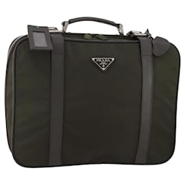Borsa da lavoro PRADA in nylon khaki argento autentica ti3654