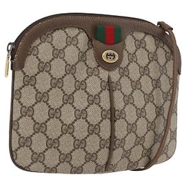 Borsa Sherry Line GG Supreme Web di GUCCI in PVC beige e oro 904 02 047 Auth 173823