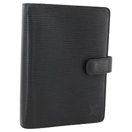 LOUIS VUITTON Epi Agenda MM Day Planner Cover Black R20042 LV Auth BA11324