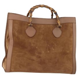 Borsa a Spalla GUCCI in Camoscio Marrone Oro 002 1434 0259 Auth ep13442