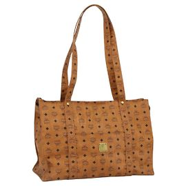 Borsa tote MCM Logogram Vicetos in PVC marrone e oro Auth ki6533