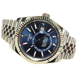 ROLEX Sky-Dweller Lunetta WG Bracciale Jubilee Blu Rif.326934 Uomo