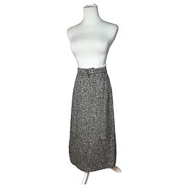 Falda de lana vintage Balenciaga gris negro M