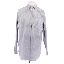 Autre Marque Camisa a rayas azul y marrón de algodón