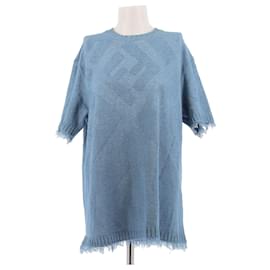 Suéter azul de manga corta de algodón - Fendi