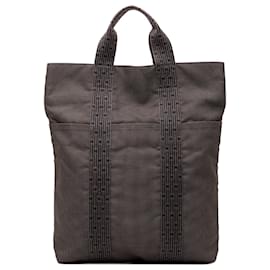 Borsa Cabas Herline in tela grigia Hermès