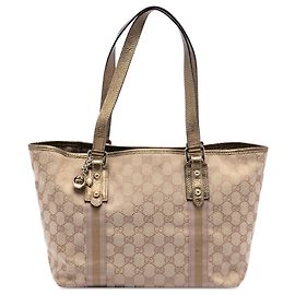 Gucci Beige GG Canvas Web Jolicoeur Tote