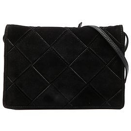 Bottega Veneta Borsa a tracolla in suede nero Intrecciato