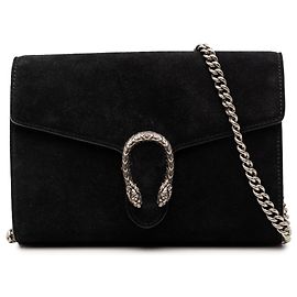 Portefeuille Gucci Dionysus en chaîne en daim noir
