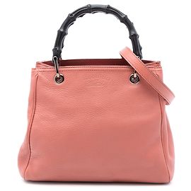 Gucci Pink Kleine Kalbsleder Bambus Shopper Tasche