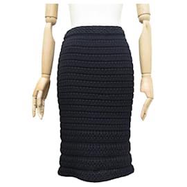 NEUER CHANEL GERADER ROCK P41336K03073 M 38 BAUMWOLLE NAVY