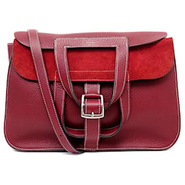Hermès NUOVA BORSA A MANO HERMES HALZAN 31 PELLE CLEMENCE ROSSA BORSA A SPALLA