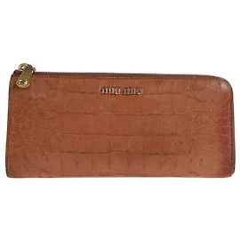 Portafoglio lungo in pelle rosa Miu Miu