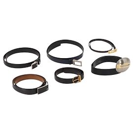 CINTURA IN PELLE GUCCI LANVIN COLLECTION PRADA 6 SET NERO MARRONE SCURO Auth ti3572