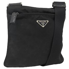 Borsa a spalla PRADA in nylon nero argento autentica ep13614