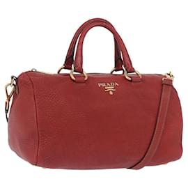 PRADA Borsa a Mano in Pelle 2 in 1 Rossa Oro Auth ka2905
