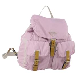 Zaino PRADA in nylon rosa argento Auth LNZ309