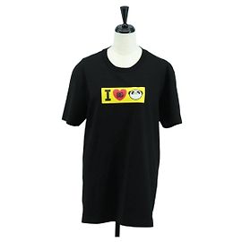 Dolce & Gabbana DOLCE&GABBANA D&G x Jujutsu Kaisen Camiseta Panda de Algodón Negra Auth 167099SM