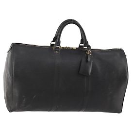 LOUIS VUITTON Epi Keepall 50 Boston Tasche Schwarz M42962 LV Auth 169987