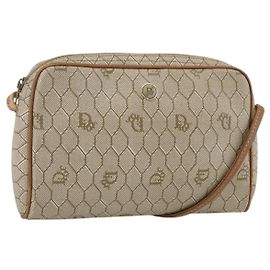 Borsa a Spalla in Tela Honeycomb PVC Beige Oro Auth 173969 Christian Dior