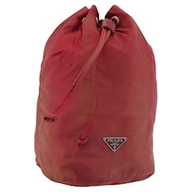 PRADA Sacchetto con coulisse in nylon rosso Auth hk3533